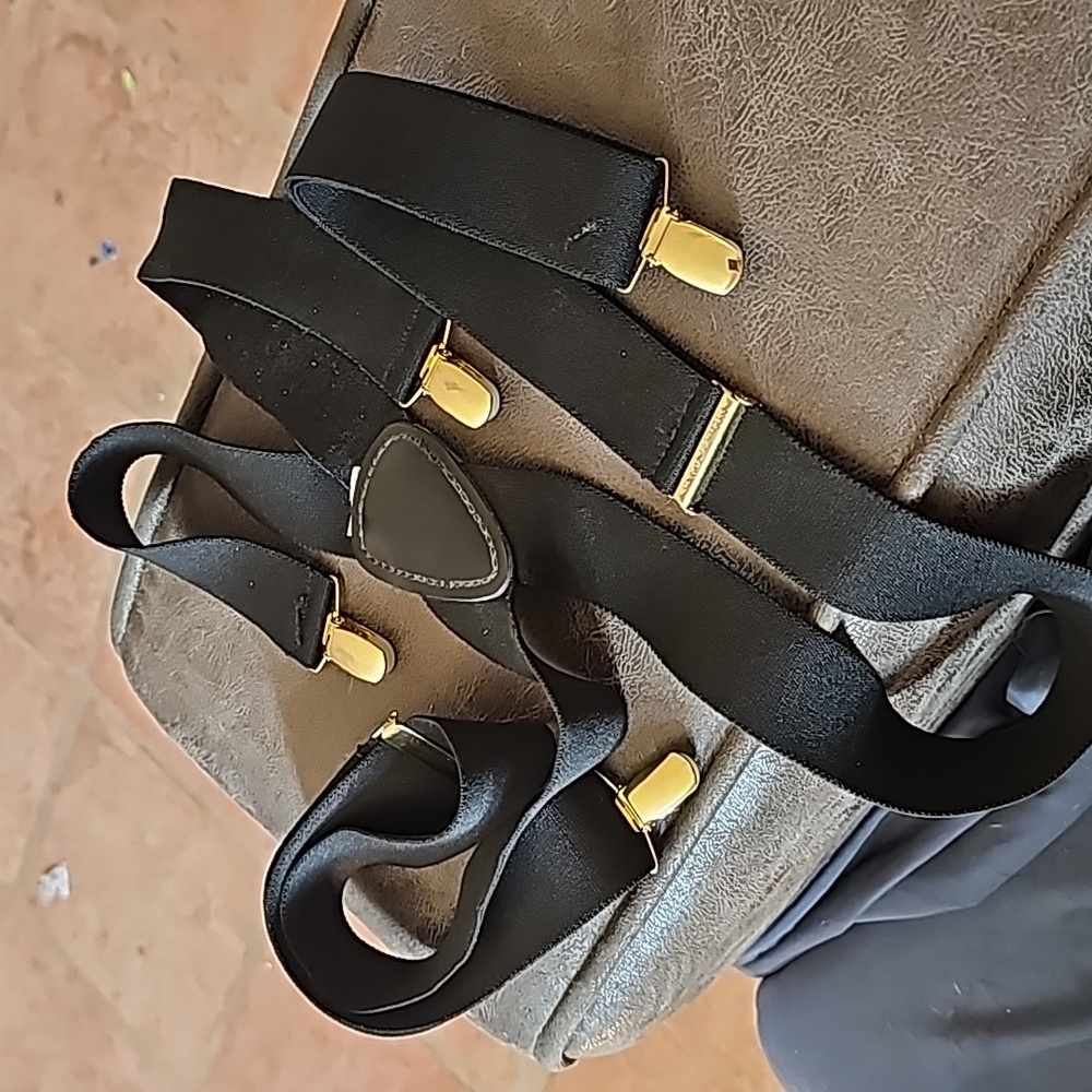 Mens black suspenders german made
